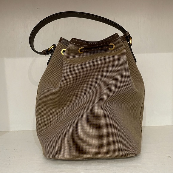 Prada Logo Drawstring Canvas Bucket Bag - Picture 3 of 8